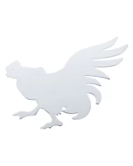 (BULK) CHROME 6" x 10" CHICKEN CUTOUT W/ WELDED STUD - FACING LEFT (BULK) CHROME 6" x 10" CHICKEN CUTOUT W/ WELDED STUD - FACING LEFT