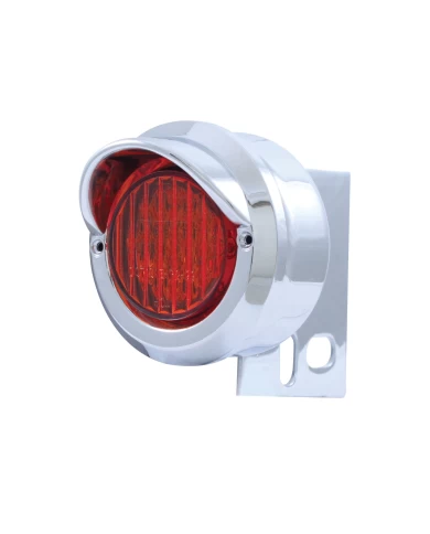 (CARD) CHROME UNIVERSAL MUD FLAP HANGER END LIGHT W/ 9 RED LED 2" FLAT LIGHT W/ VISOR - RED LENS (CARD) CHROME UNIVERSAL MUD FLAP HANGER END LIGHT W/ 9 RED LED 2" FLAT LIGHT W/ VISOR - RED LENS