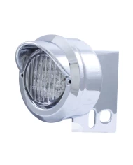 (CARD) CHROME UNIVERSAL MUD FLAP HANGER END LIGHT W/ 9 RED LED 2" FLAT LIGHT W/ VISOR - CLEAR LENS (CARD) CHROME UNIVERSAL MUD FLAP HANGER END LIGHT W/ 9 RED LED 2" FLAT LIGHT W/ VISOR - CLEAR LENS