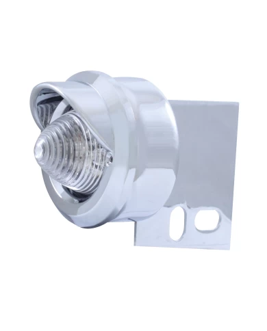 (CARD) CHROME UNIVERSAL MUD FLAP HANGER END LIGHT W/ 9 RED LED 2" BEEHIVE LIGHT W/ VISOR - CLEAR LENS (CARD) CHROME UNIVERSAL MUD FLAP HANGER END LIGHT W/ 9 RED LED 2" BEEHIVE LIGHT W/ VISOR - CLEAR LENS