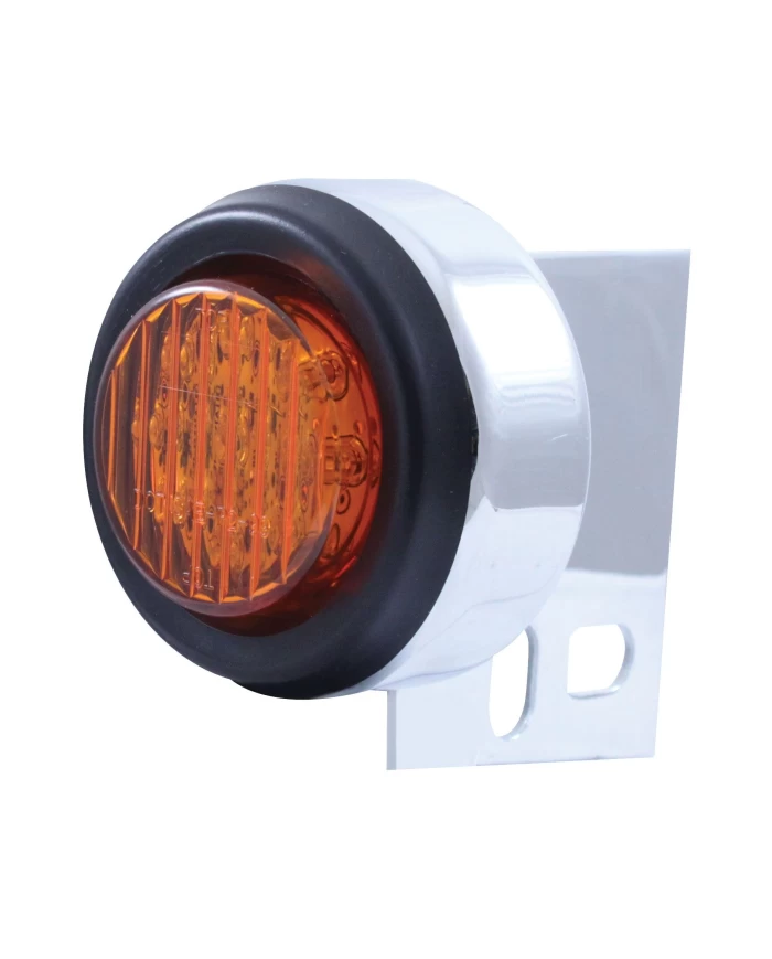 (CARD) CHROME UNIVERSAL MUD FLAP HANGER END LIGHT W/ 9 AMBER LED 2" FLAT LIGHT W/ GROMMET - AMBER LENS (CARD) CHROME UNIVERSAL MUD FLAP HANGER END LIGHT W/ 9 AMBER LED 2" FLAT LIGHT W/ GROMMET - AMBER LENS