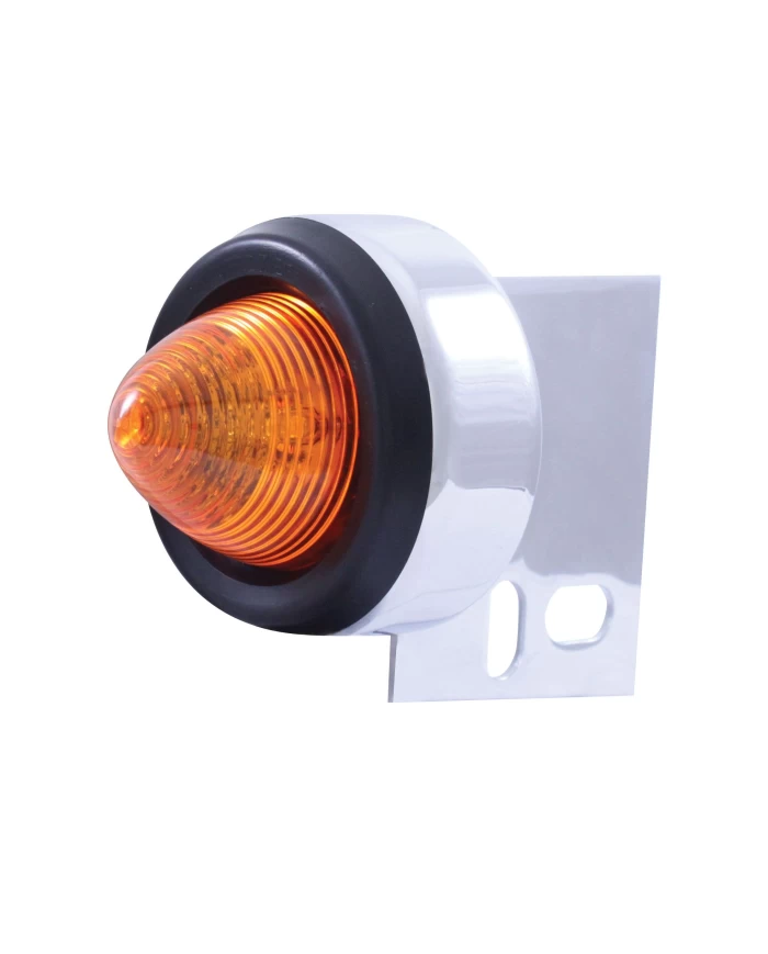 (CARD) CHROME UNIVERSAL MUD FLAP HANGER END LIGHT W/ 9 AMBER LED 2" BEEHIVE LIGHT W/ GROMMET - AMBER LENS (CARD) CHROME UNIVERSAL MUD FLAP HANGER END LIGHT W/ 9 AMBER LED 2" BEEHIVE LIGHT W/ GROMMET - AMBER LENS