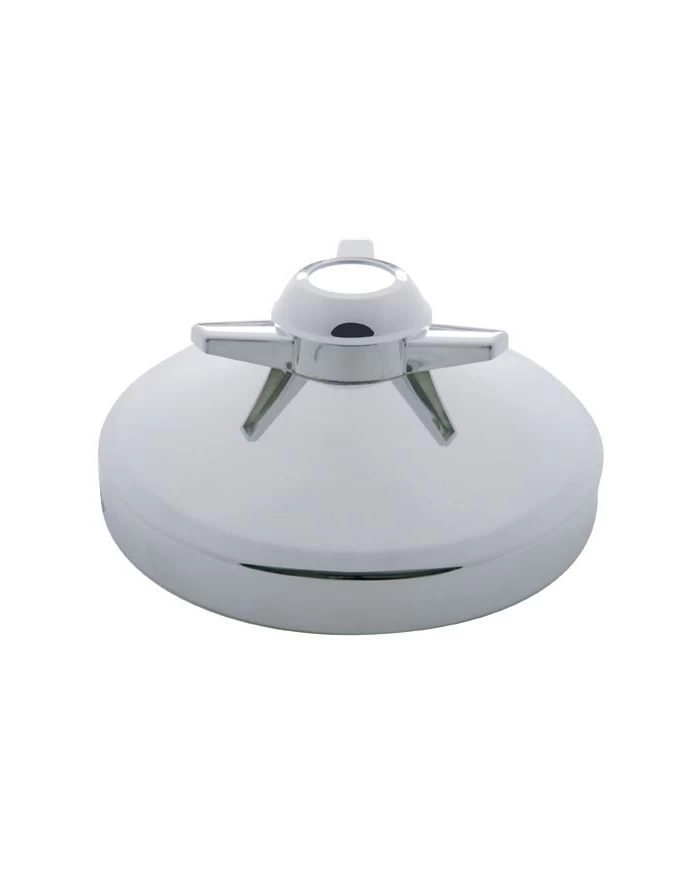 (BULK) CHROME 8" REAR HUB CAP W/ 3 BAR STRAIGHT SPINNER (BULK) CHROME 8" REAR HUB CAP W/ 3 BAR STRAIGHT SPINNER