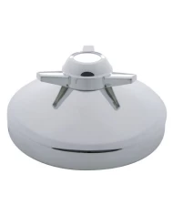 (BULK) CHROME 8" REAR HUB CAP W/ 3 BAR STRAIGHT SPINNER (BULK) CHROME 8" REAR HUB CAP W/ 3 BAR STRAIGHT SPINNER