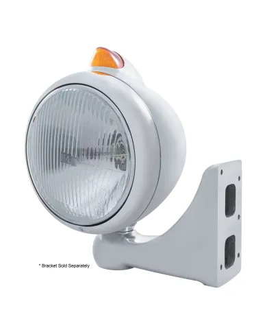 UP32606-Stainless Steel Guide 682-C Headlight H4 & Original Style LED Signal - Amber Lens