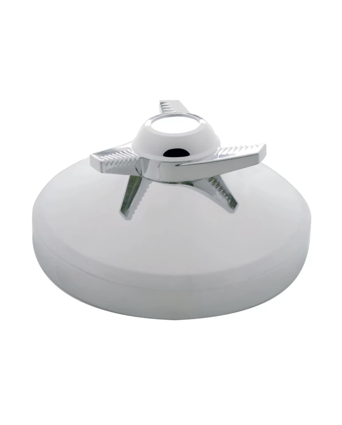 (BULK) CHROME 8" REAR HUB CAP W/ 3 BAR LEFT SPINNER (BULK) CHROME 8" REAR HUB CAP W/ 3 BAR LEFT SPINNER