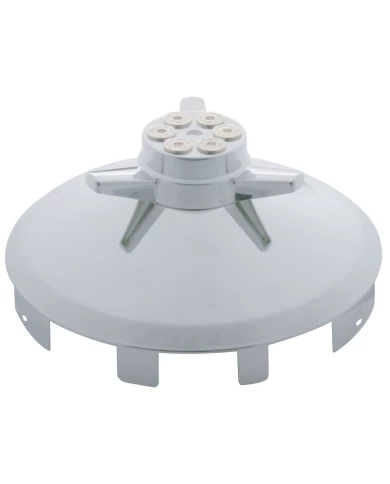 (BULK) STAINLESS STEEL 1" LIP 4 EVEN NOTCH FRONT CAP W/ GUN CYLINDER SPINNER (BULK) STAINLESS STEEL 1" LIP 4 EVEN NOTCH FRONT CAP W/ GUN CYLINDER SPINNER
