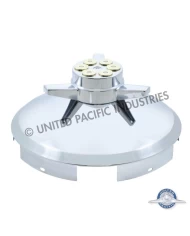 (BULK) STAINLESS STEEL 1" LIP 5 EVEN NOTCH FRONT CAP W/ GUN CYLINDER SPINNER