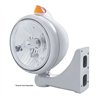 UP32608-Stainless Steel Guide 682-C Headlight Crystal H4 & Original Style LED Signal - Amber Lens