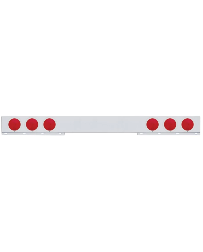 (BULK) STAINLESS STEEL 94" LONG 1 PIECE REAR LIGHT BAR W/ SIX 4" ROUND LIGHTS W/ STAINLESS STEEL BEZEL