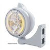 UP32611-Stainless Steel Guide 682-C Headlight H4 With Amber LED & Original Style LED Signal - Clear Lens