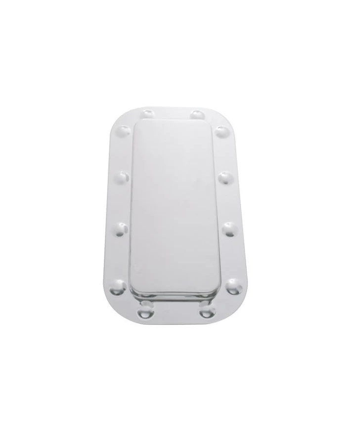 (SET/CARD) STAINLESS STEEL PETERBILT VENT DOOR COVER AND DIMPLED TRIM SET - PLAIN