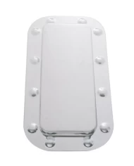 (SET/CARD) STAINLESS STEEL PETERBILT VENT DOOR COVER AND DIMPLED TRIM SET - PLAIN (SET/CARD) STAINLESS STEEL PETERBILT VENT DOOR COVER AND DIMPLED TRIM SET - PLAIN