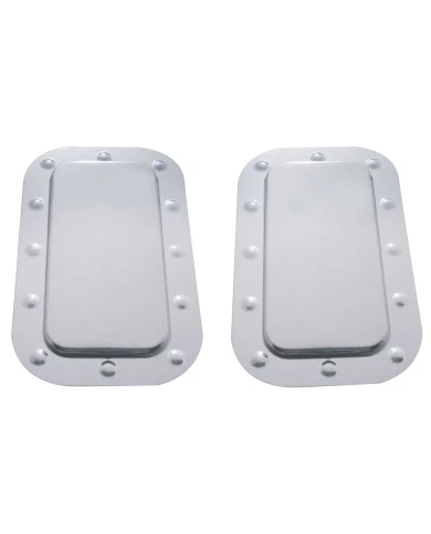 (SET/CARD) STAINLESS STEEL KENWORTH VENT DOOR COVER AND DIMPLED TRIM SET- PLAIN (SET/CARD) STAINLESS STEEL KENWORTH VENT DOOR COVER AND DIMPLED TRIM SET- PLAIN