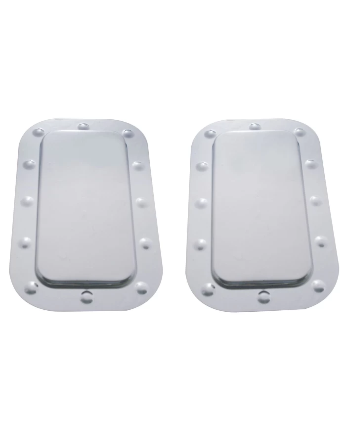 (SET/CARD) STAINLESS STEEL KENWORTH VENT DOOR COVER AND DIMPLED TRIM SET- PLAIN (SET/CARD) STAINLESS STEEL KENWORTH VENT DOOR COVER AND DIMPLED TRIM SET- PLAIN
