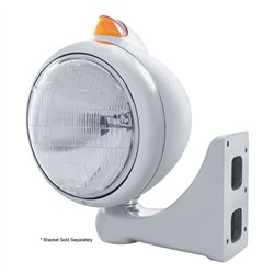UP32618-Chrome Guide 682-C Headlight 6014 & Original Style LED Signal - Amber Lens