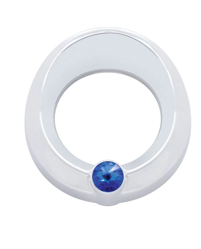 (CARD) CHROME PLASTIC UNIVERSAL SMALL GAUGE COVER W/ VISOR & DIAMOND - BLUE