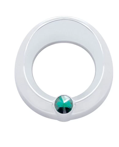 (CARD) CHROME PLASTIC UNIVERSAL SMALL GAUGE COVER W/ VISOR & DIAMOND - GREEN (CARD) CHROME PLASTIC UNIVERSAL SMALL GAUGE COVER W/ VISOR & DIAMOND - GREEN