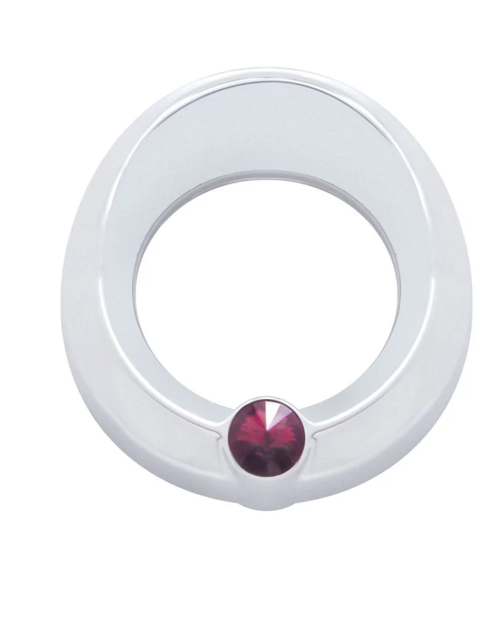 (CARD) CHROME PLASTIC UNIVERSAL SMALL GAUGE COVER W/ VISOR & DIAMOND - PURPLE