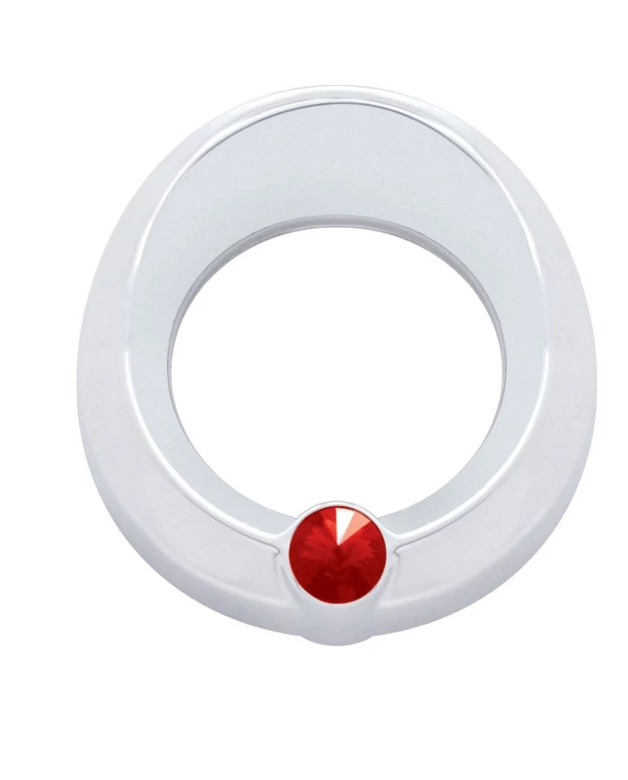 (CARD) CHROME PLASTIC UNIVERSAL SMALL GAUGE COVER W/ VISOR & DIAMOND - RED (CARD) CHROME PLASTIC UNIVERSAL SMALL GAUGE COVER W/ VISOR & DIAMOND - RED