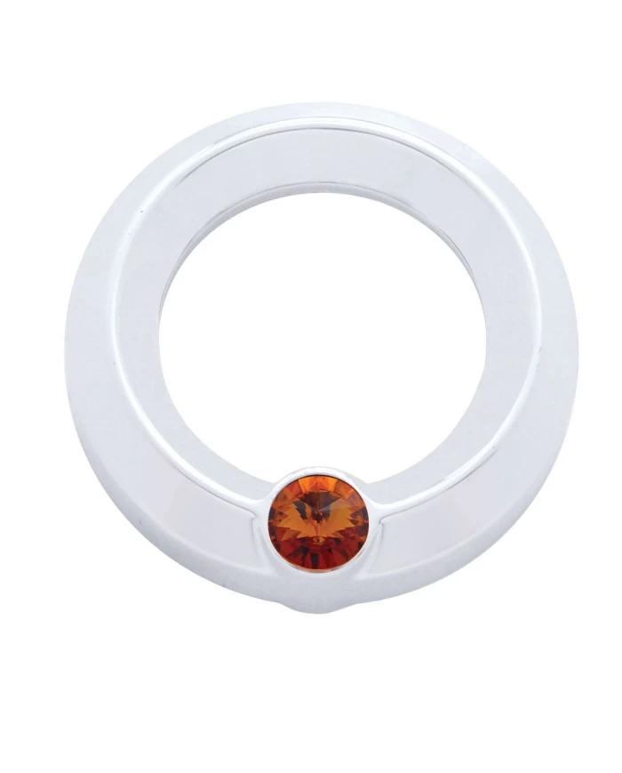 (CARD) CHROME PLASTIC UNIVERSAL SMALL GAUGE COVER W/ DIAMOND - AMBER