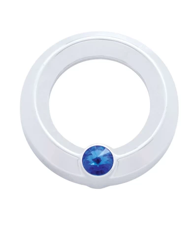 (CARD) CHROME PLASTIC UNIVERSAL SMALL GAUGE COVER W/ DIAMOND - BLUE (CARD) CHROME PLASTIC UNIVERSAL SMALL GAUGE COVER W/ DIAMOND - BLUE