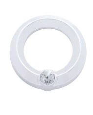 (CARD) CHROME PLASTIC UNIVERSAL SMALL GAUGE COVER W/ DIAMOND - CLEAR