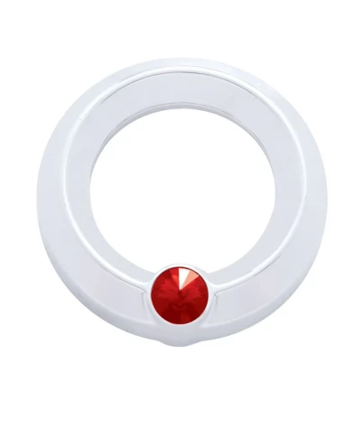 (CARD) CHROME PLASTIC UNIVERSAL SMALL GAUGE COVER W/ DIAMOND - RED (CARD) CHROME PLASTIC UNIVERSAL SMALL GAUGE COVER W/ DIAMOND - RED
