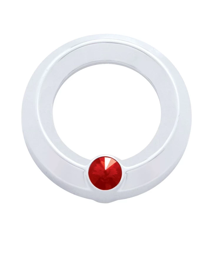(CARD) CHROME PLASTIC UNIVERSAL SMALL GAUGE COVER W/ DIAMOND - RED