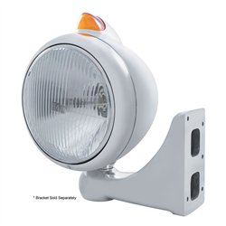 UP32622-Chrome Guide 682-C Headlight H4 & Original Style LED Signal - Amber Lens