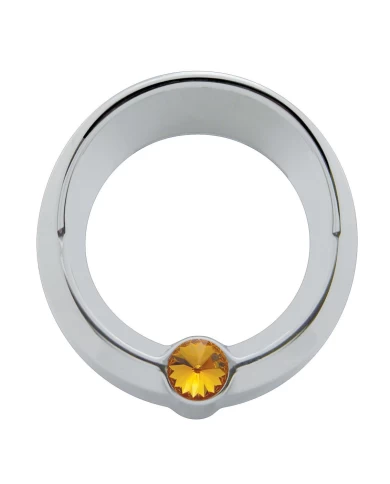 (CARD) CHROME PLASTIC FREIGHTLINER SMALL GAUGE COVER W/ VISOR & DIAMOND - AMBER (CARD) CHROME PLASTIC FREIGHTLINER SMALL GAUGE COVER W/ VISOR & DIAMOND - AMBER