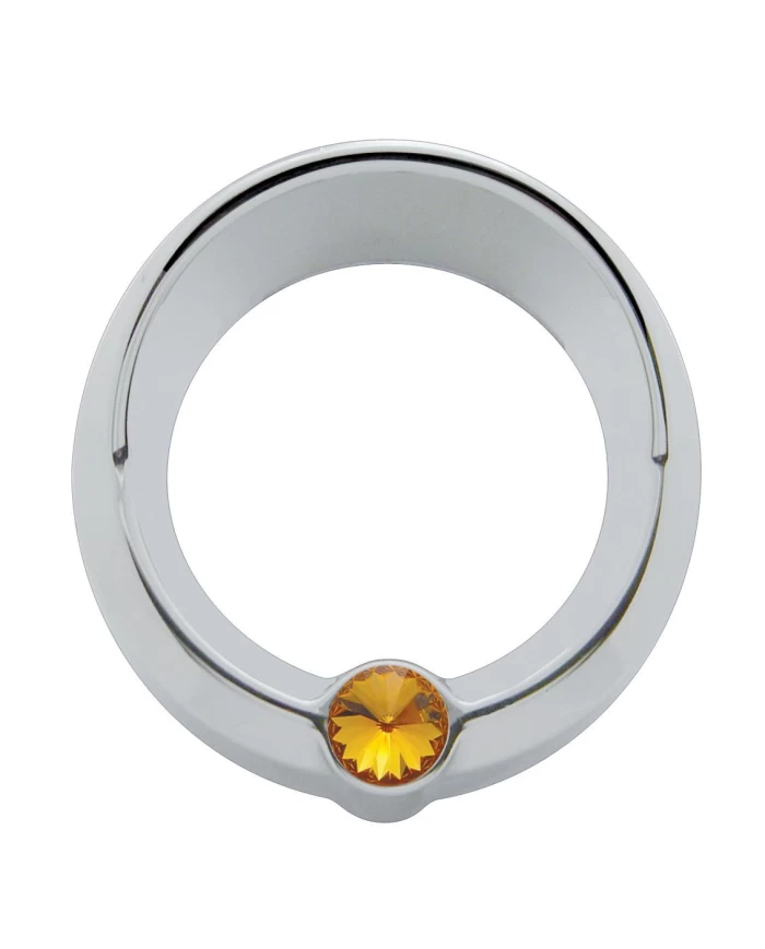 (CARD) CHROME PLASTIC FREIGHTLINER SMALL GAUGE COVER W/ VISOR & DIAMOND - AMBER