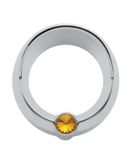 (CARD) CHROME PLASTIC FREIGHTLINER SMALL GAUGE COVER W/ VISOR & DIAMOND - AMBER