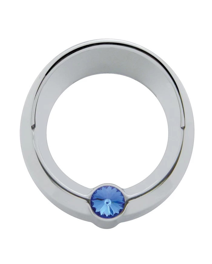 (CARD) CHROME PLASTIC FREIGHTLINER SMALL GAUGE COVER W/ VISOR & DIAMOND - BLUE