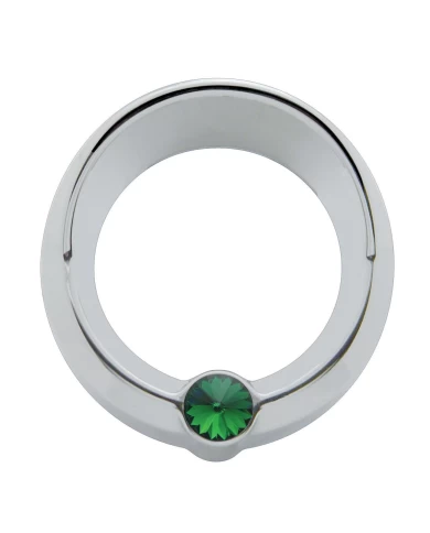(CARD) CHROME PLASTIC FREIGHTLINER SMALL GAUGE COVER W/ VISOR & DIAMOND - GREEN (CARD) CHROME PLASTIC FREIGHTLINER SMALL GAUGE COVER W/ VISOR & DIAMOND - GREEN