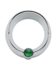 (CARD) CHROME PLASTIC FREIGHTLINER SMALL GAUGE COVER W/ VISOR & DIAMOND - GREEN