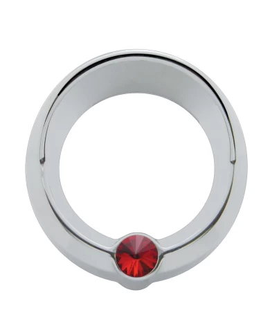 (CARD) CHROME PLASTIC FREIGHTLINER SMALL GAUGE COVER W/ VISOR & DIAMOND - RED (CARD) CHROME PLASTIC FREIGHTLINER SMALL GAUGE COVER W/ VISOR & DIAMOND - RED
