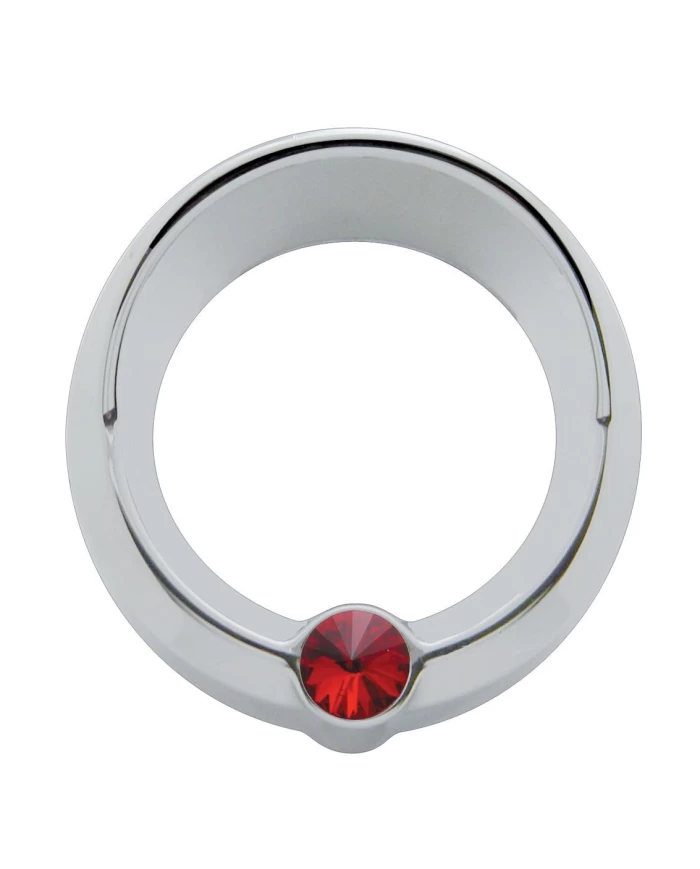 (CARD) CHROME PLASTIC FREIGHTLINER SMALL GAUGE COVER W/ VISOR & DIAMOND - RED