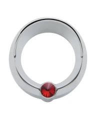 (CARD) CHROME PLASTIC FREIGHTLINER SMALL GAUGE COVER W/ VISOR & DIAMOND - RED