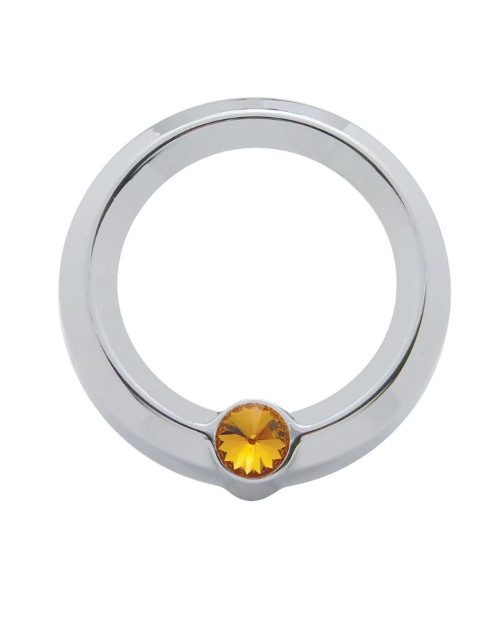 (CARD) CHROME PLASTIC FREIGHTLINER SMALL GAUGE COVER W/ DIAMOND - AMBER