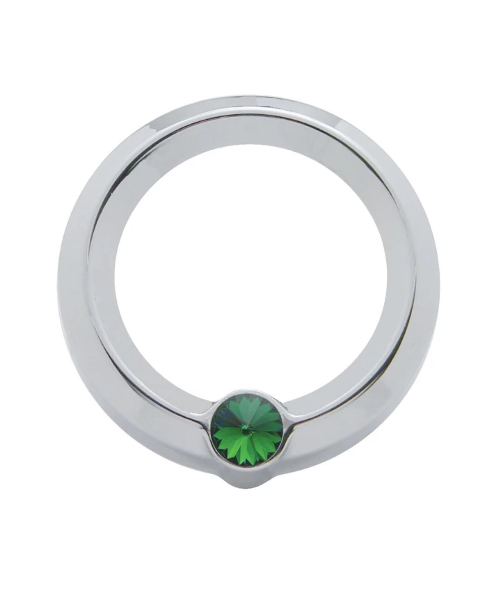 (CARD) CHROME PLASTIC FREIGHTLINER SMALL GAUGE COVER W/ DIAMOND - GREEN