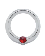 (CARD) CHROME PLASTIC FREIGHTLINER SMALL GAUGE COVER W/ DIAMOND - RED (CARD) CHROME PLASTIC FREIGHTLINER SMALL GAUGE COVER W/ DIAMOND - RED
