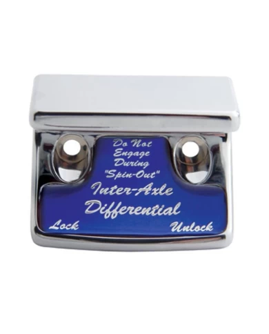 (CARD) CHROME PLASTIC FREIGHTLINER SWITCH GUARD W/ GLOSSY AXLE-DIFFERENTIAL STICKER - BLUE (CARD) CHROME PLASTIC FREIGHTLINER SWITCH GUARD W/ GLOSSY AXLE-DIFFERENTIAL STICKER - BLUE