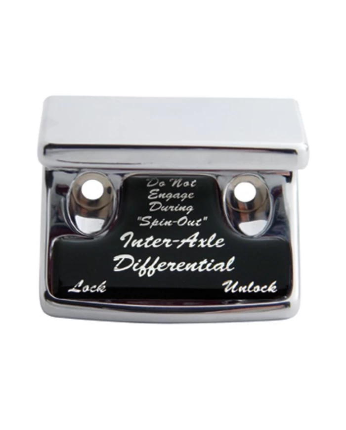 (CARD) CHROME PLASTIC FREIGHTLINER SWITCH GUARD W/ GLOSSY AXLE-DIFFERENTIAL STICKER - BLACK