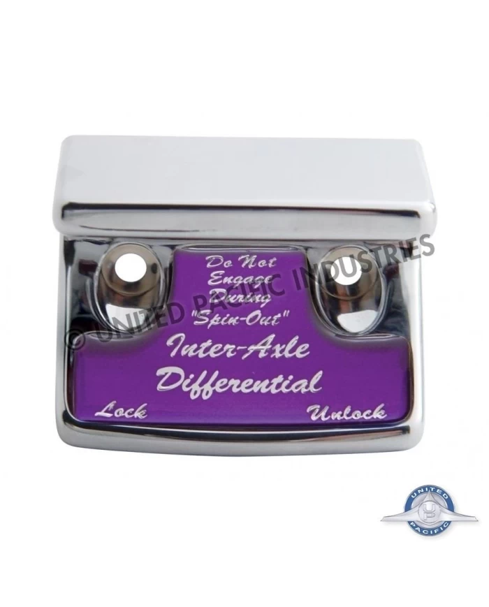 (CARD) CHROME PLASTIC FREIGHTLINER SWITCH GUARD W/ GLOSSY AXLE-DIFFERENTIAL STICKER - PURPLE