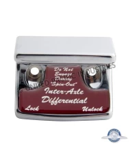 (CARD) CHROME PLASTIC FREIGHTLINER SWITCH GUARD W/ GLOSSY AXLE-DIFFERENTIAL STICKER - RED