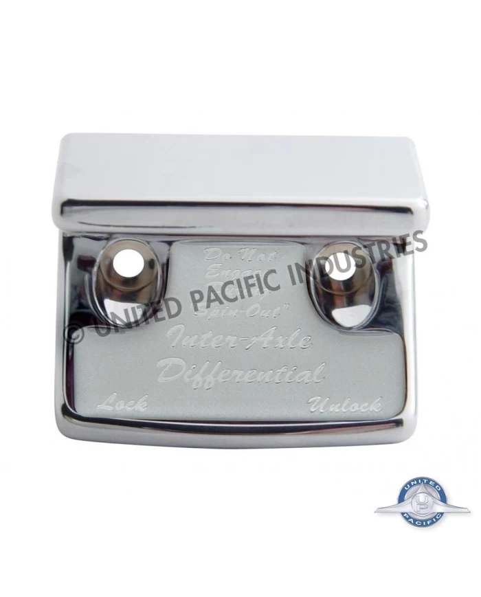 (CARD) CHROME PLASTIC FREIGHTLINER SWITCH GUARD W/ GLOSSY AXLE-DIFFERENTIAL STICKER - SILVER