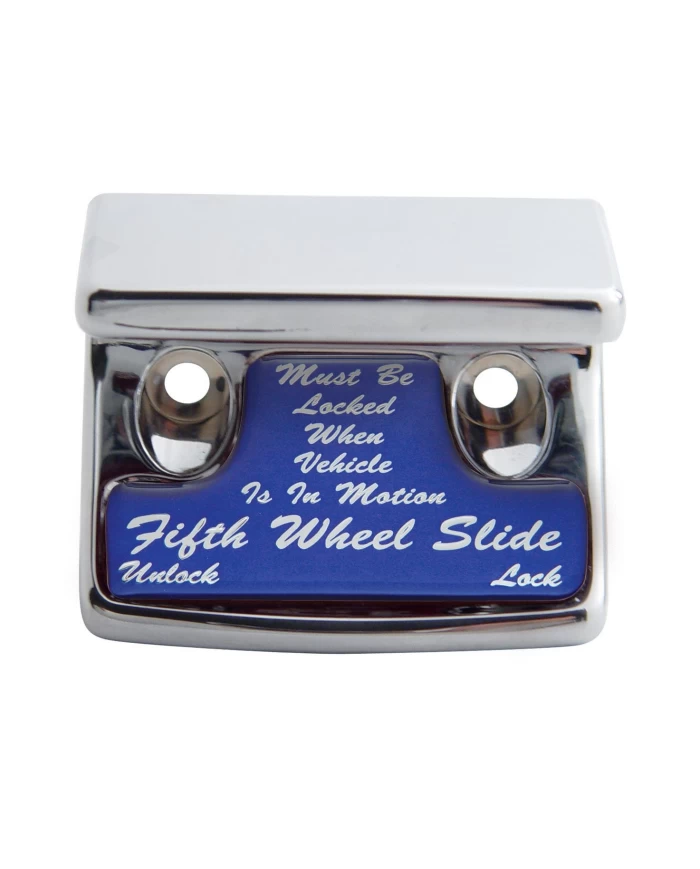 (CARD) CHROME PLASTIC FREIGHTLINER SWITCH GUARD W/ GLOSSY FIFTH WHEEL STICKER - BLUE