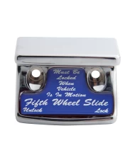 (CARD) CHROME PLASTIC FREIGHTLINER SWITCH GUARD W/ GLOSSY FIFTH WHEEL STICKER - BLUE