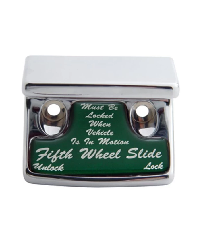 (CARD) CHROME PLASTIC FREIGHTLINER SWITCH GUARD W/ GLOSSY FIFTH WHEEL STICKER - GREEN (CARD) CHROME PLASTIC FREIGHTLINER SWITCH GUARD W/ GLOSSY FIFTH WHEEL STICKER - GREEN